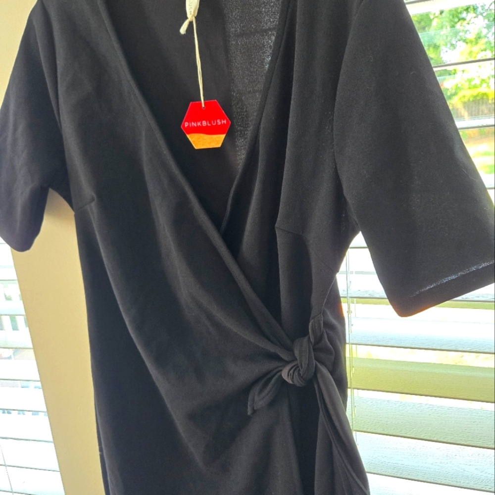 Pinkblush Black Maternity Midi Wrap Dress S